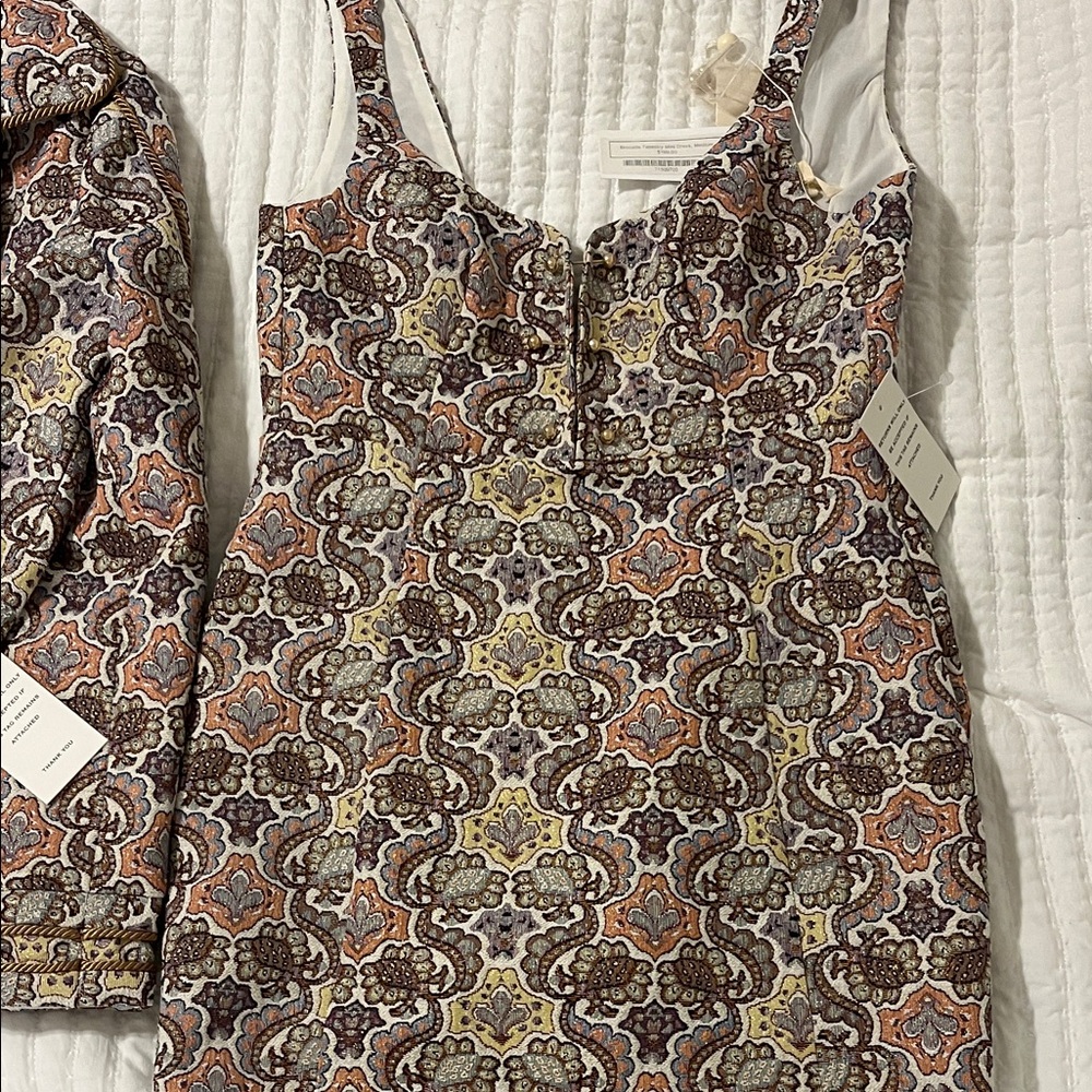 For Love and Lemons Jacquard Dress in Brown and Cream
